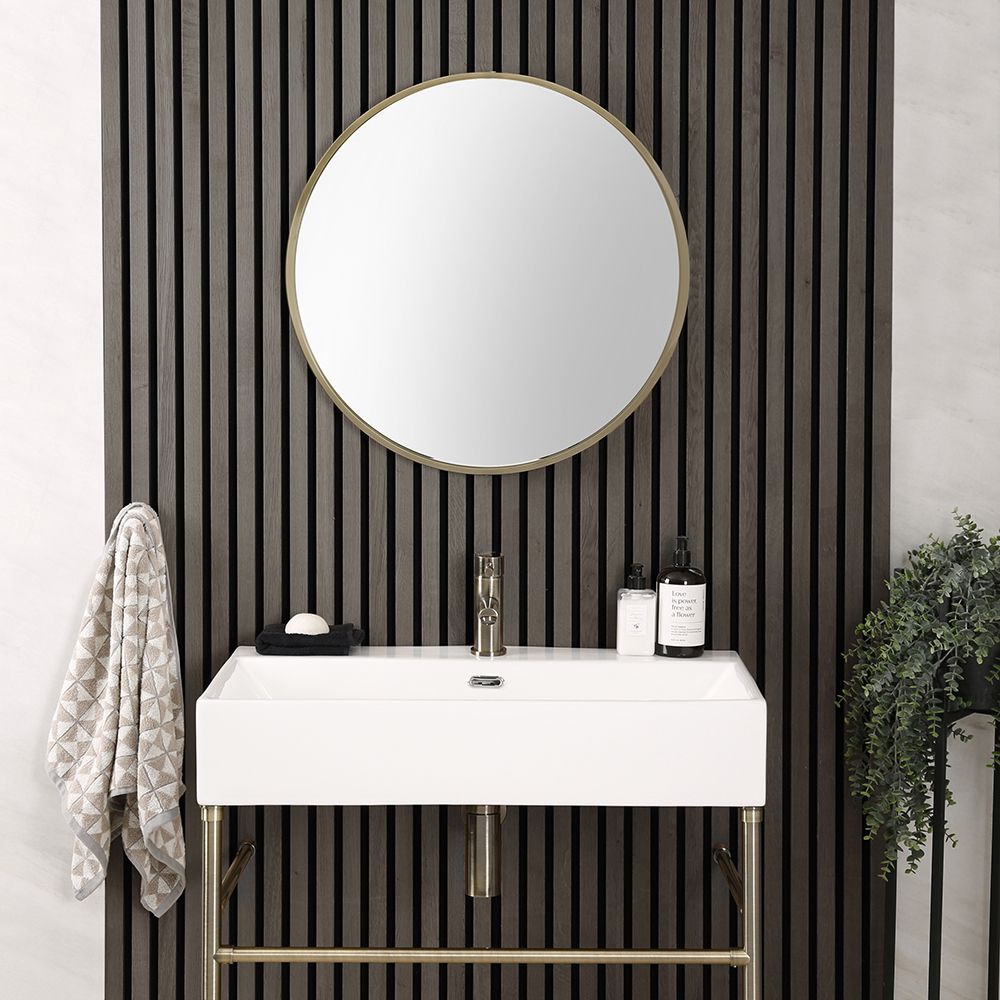 Wandspiegel Rond 60cm Geborsteld Goud