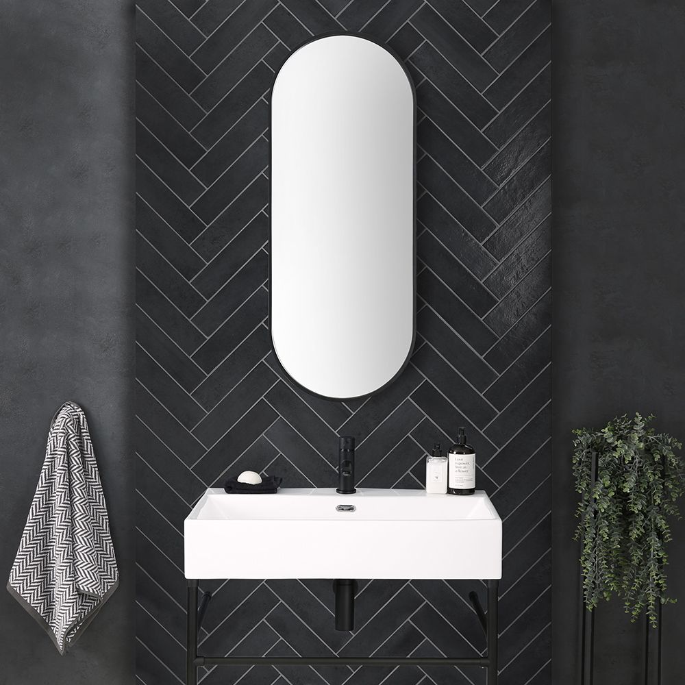 Wandspiegel Ovaal 100cm x 40cm Zwart | Gianna