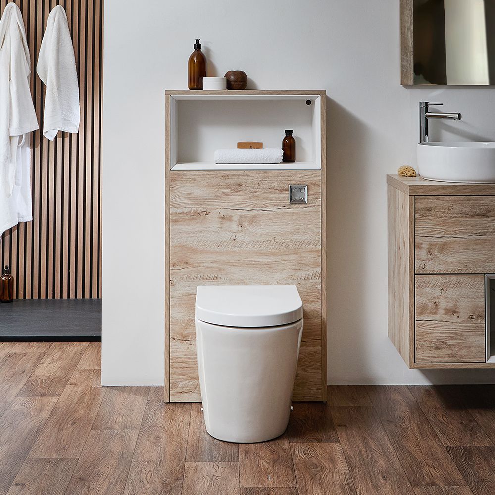 Staand Toilet met Stortbak en WC-Ombouw - Licht Eiken | Optie LED-Verlichting | Hoxton