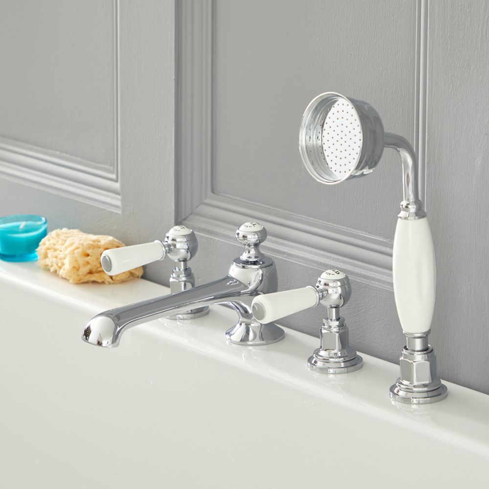 4-gats Badmengkraan en Handdouche Klassiek Steel Handvat | Kies de Afwerking | Elizabeth