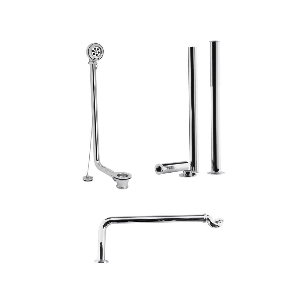 Afvoerplug met Overloop incl. Stop met Ketting, Standpijpen en Badsifon Klassiek Chromen Set | Select