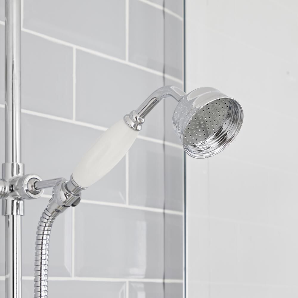 Hudson Reed Elizabeth - Douchekolom Klassiek Opbouw 2-Weg Thermostatisch met 19cm Ronde Douchekop en Handdouche Chroom en Wit