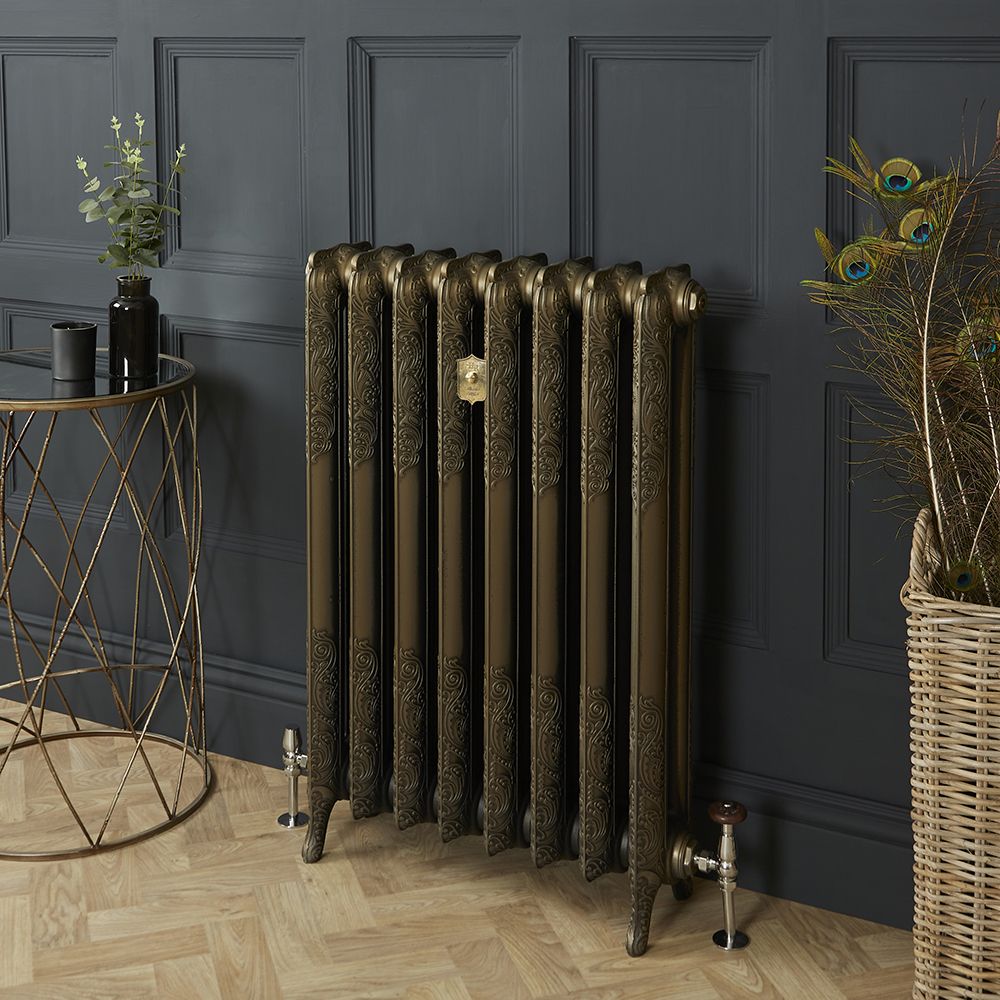 Gietijzeren Radiator 2 Kolommen 95cm Hoog Natuurlijk Messing | Kies de Breedte | Charlotte