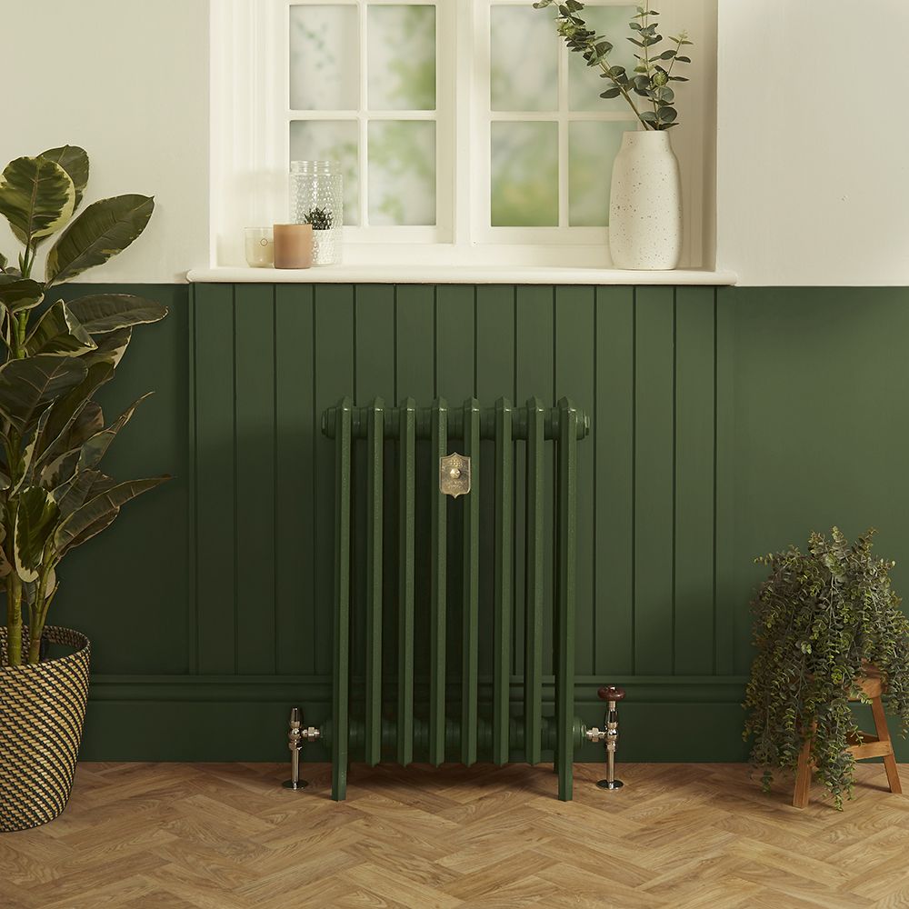 Gietijzeren Radiator met 4 Kolommen - Duck Green W55 van Farrow & Ball | 76cm Hoog x Kies de Breedte | Isabel