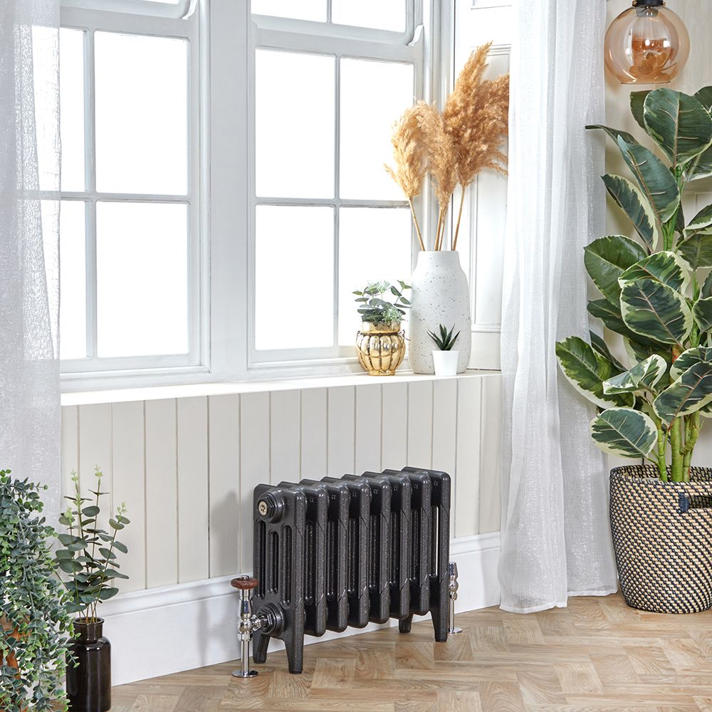 Gietijzeren Radiator 4-Koloms 56cm Hoog Antiek Grafiet | Kies de Breedte | Mercury