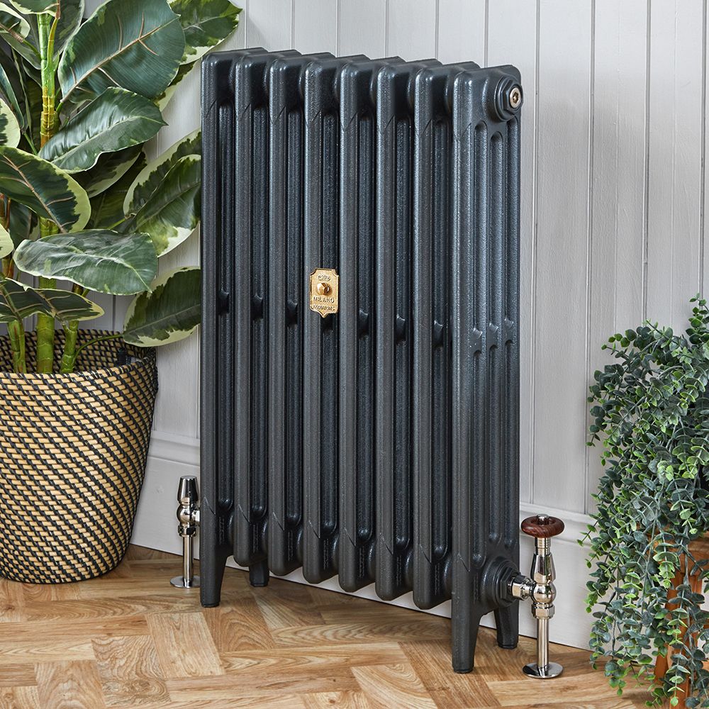 Gietijzeren Radiator 4-Koloms 76cm Hoog Antiek Zilver | Kies de Breedte | Mercury