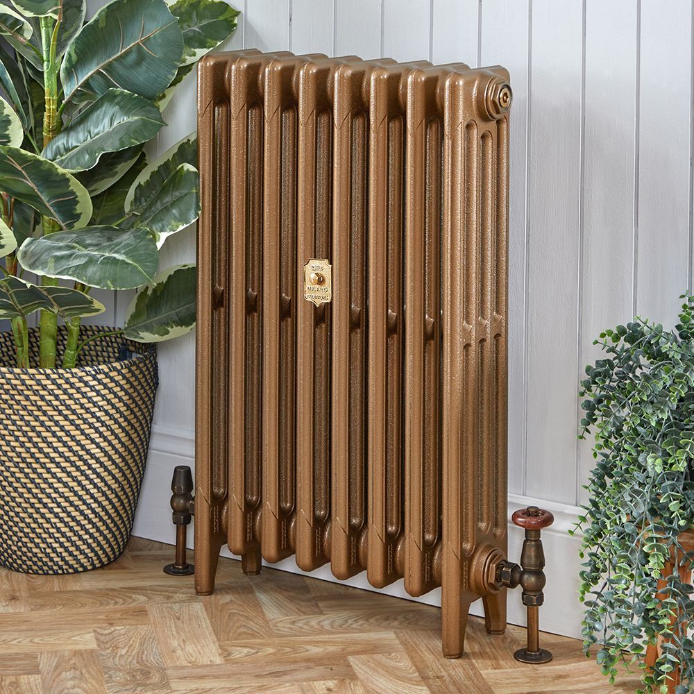 Gietijzeren Radiator 4-Koloms 76cm Hoog Gebrand Goud | Kies de Breedte | Mercury