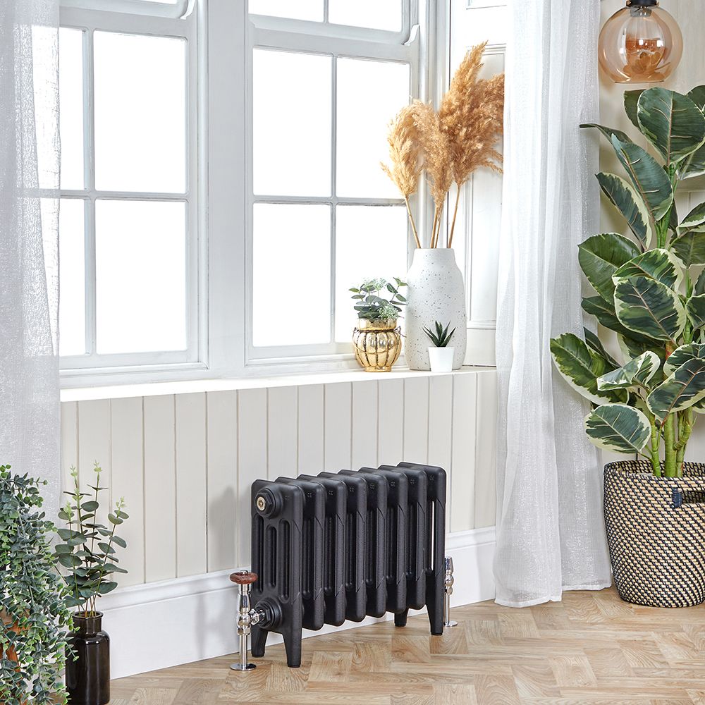 Gietijzeren Radiator 4-Koloms 56cm Hoog Leisteen Zwart | Kies de Breedte | Mercury