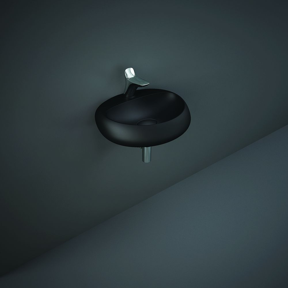 Hangende Wastafel Modern 55cm x 42,5cm (Eén Kraangat) - Mat Zwart | RAK Cloud x Hudson Reed