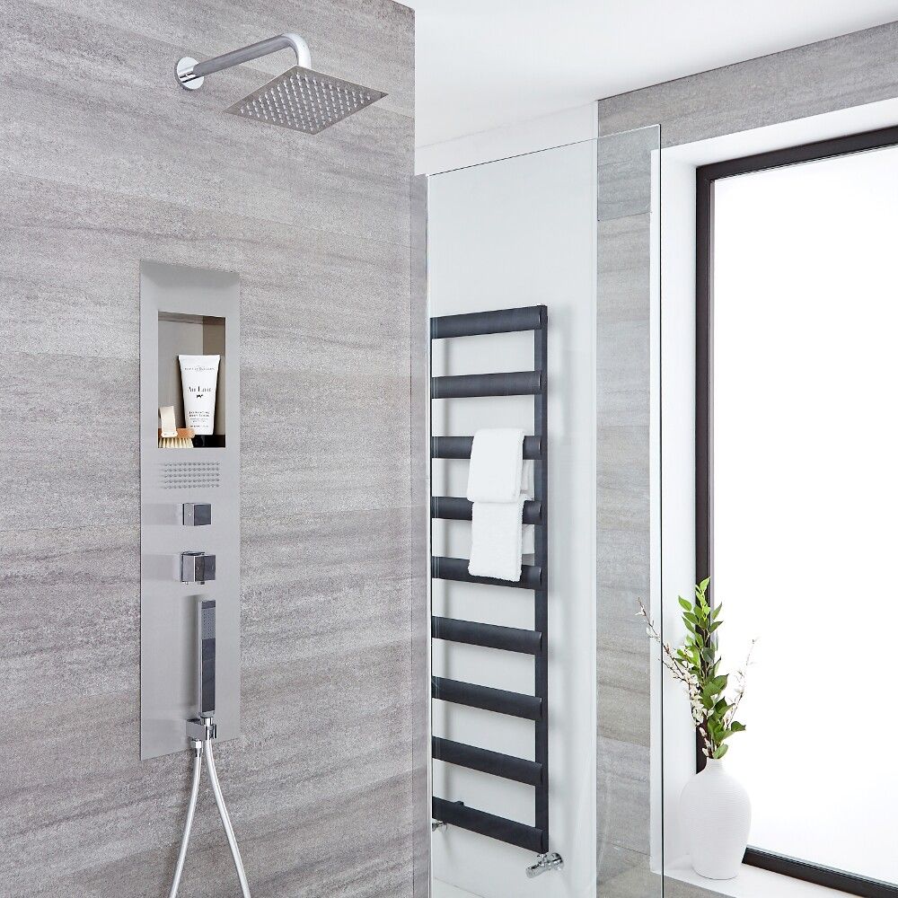 Douchepaneel Inbouw Thermostatisch met Handdouche, 20cm Vierkante Douchekop en Muurbevestigde Douchearm | Lisse