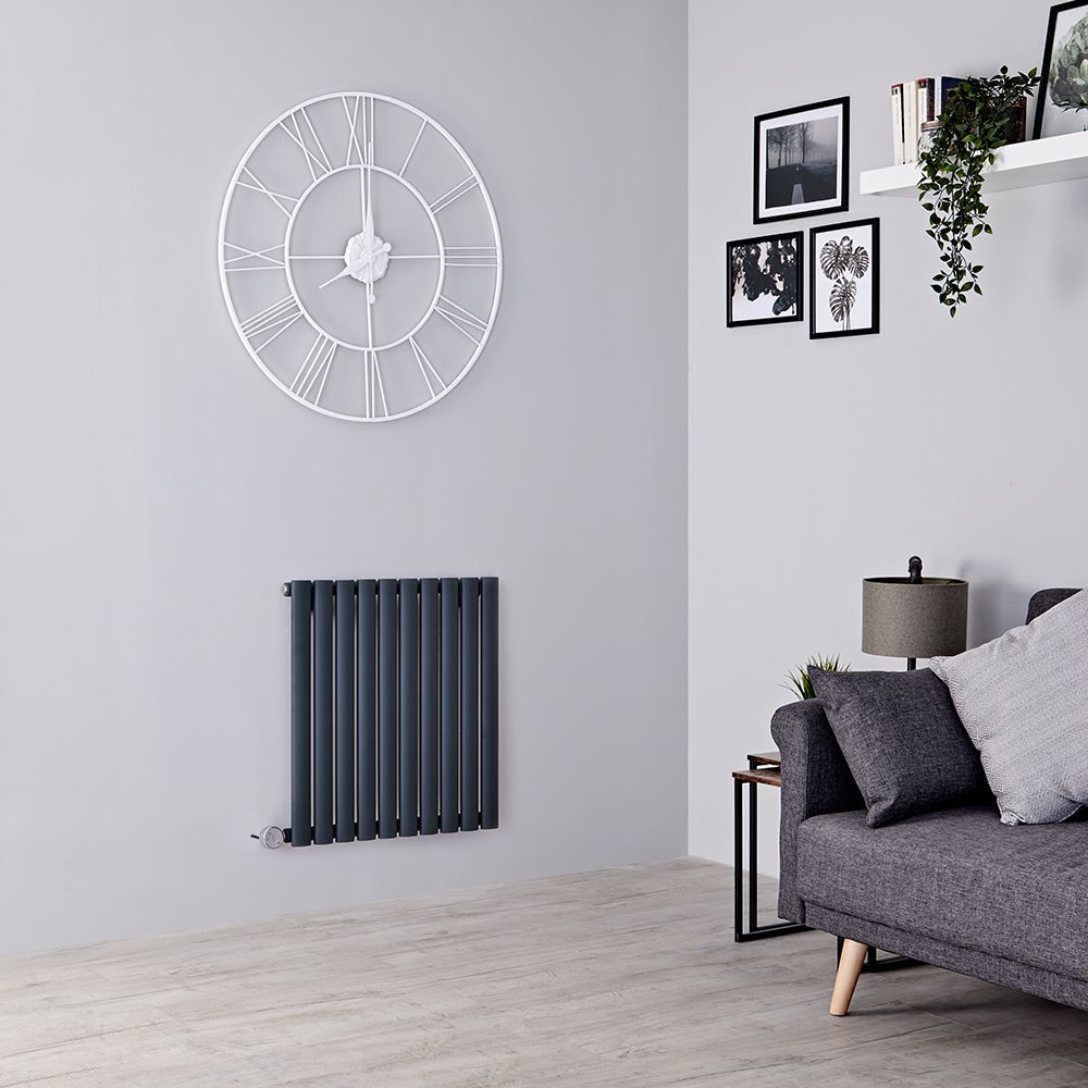 Elektrische Design Radiator Horizontaal Antraciet met WiFi Verwarmingselement | 63,5cm x 59cm (Enkel Paneel) | Revive - ECOSO van Hudson Reed