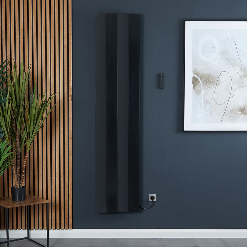 Design Radiator Elektrisch Verticaal Aluminium 180cm x 40cm Zwart | Notus V