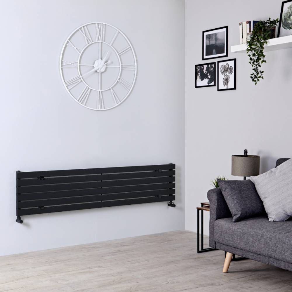 Design Radiator Horizontaal Vlak Enkel Paneel 160cm x  35,4cm - Zwart | Sloane