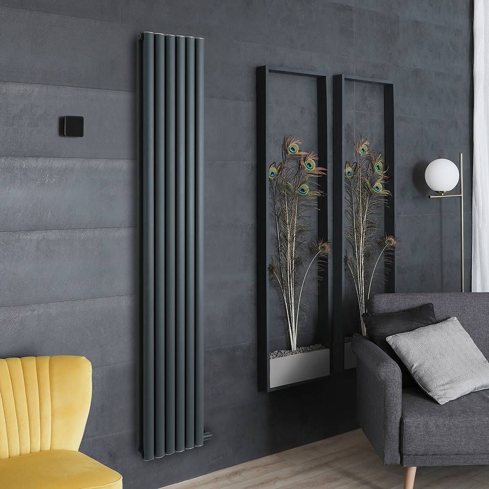 Vloeistofvrije Elektrische Design Radiator Verticaal 178,4cm x 35,4cm (Dubbelpaneel) Antraciet | Keuze WiFi Thermostaat | Revive Ardus