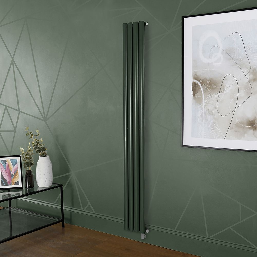 Design Radiator Elektrisch Verticaal Groen (Evergreen) | Keuze Afmeting en Opties voor Thermostaat en Kabelafdekking | Revive