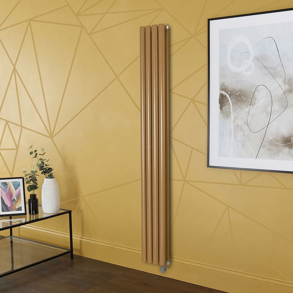 Design Radiator Elektrisch Verticaal - Geel (Autumn Yellow) | Keuze Afmeting en Opties voor Thermostaat, WiFi Verwarmingselement en Kabelafdekking | Revive