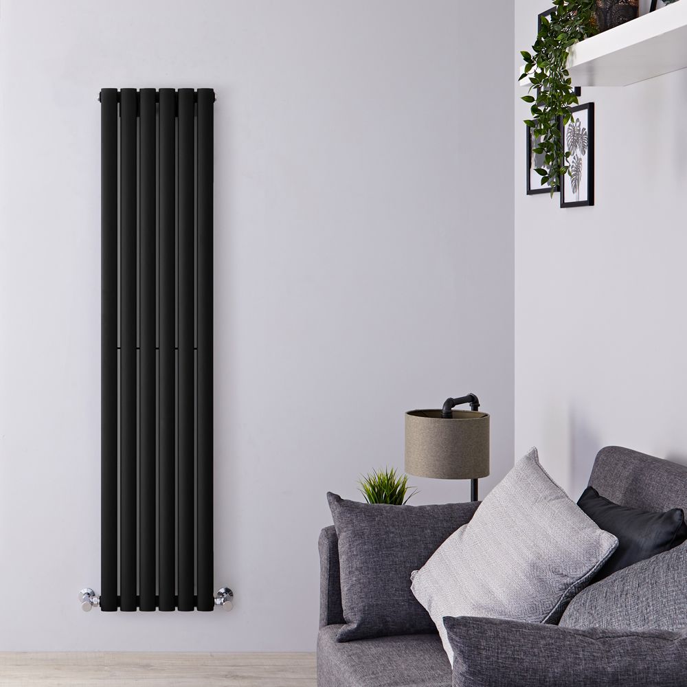 Verticale Design Radiator Enkel Paneel 160cm x 35,4cm - Zwart | Revive