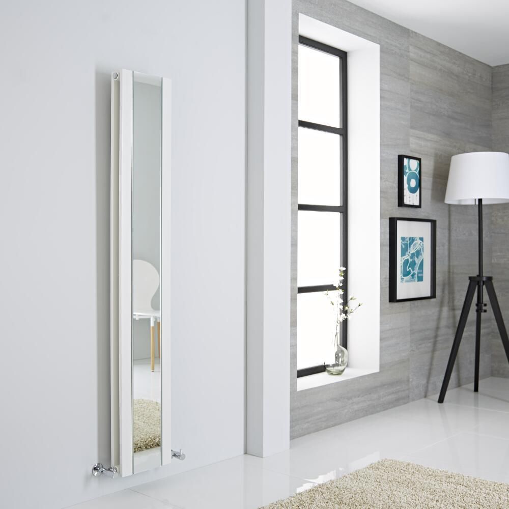 Design Radiator Verticaal met Spiegel Wit Keuze Afmeting | Sloane