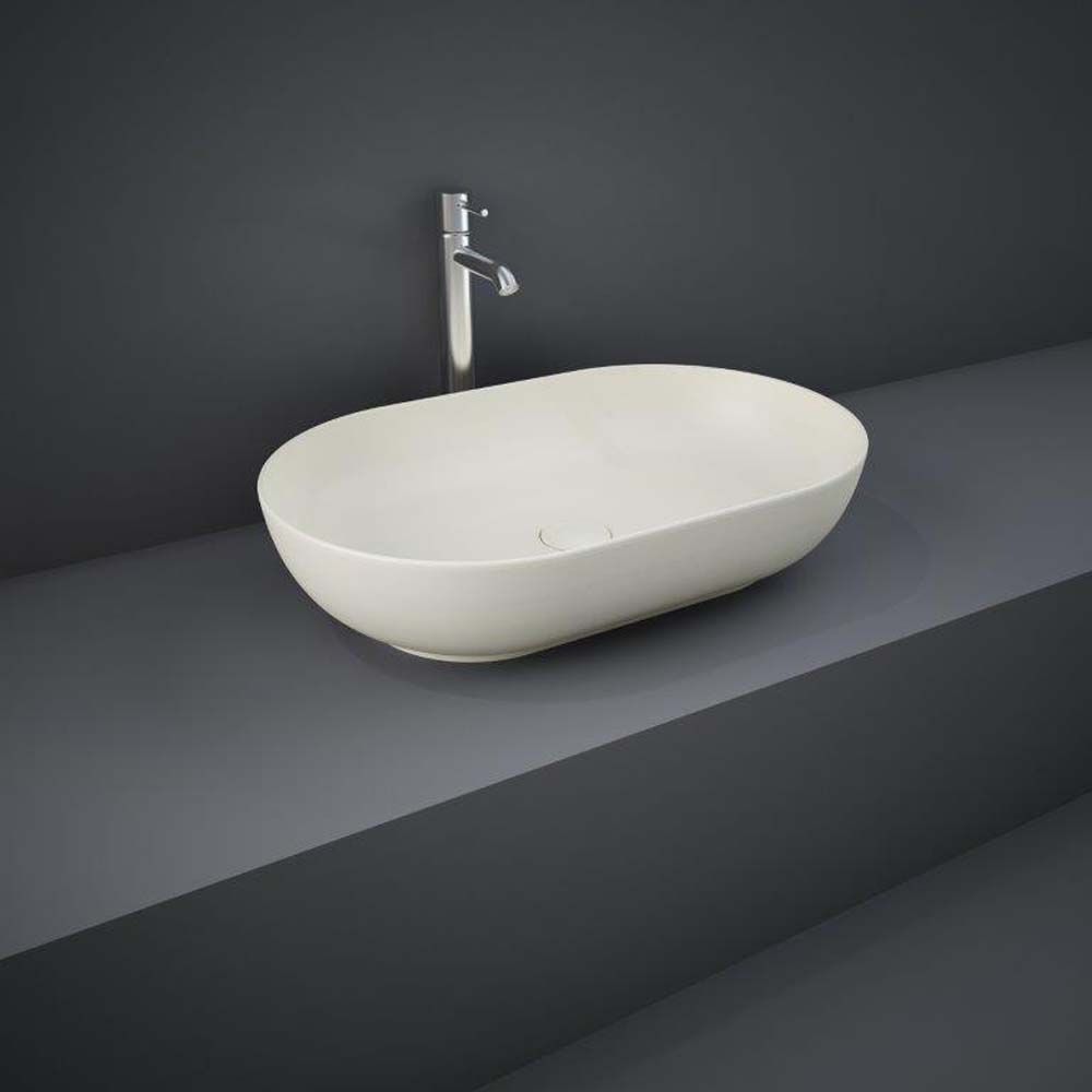 Opzetwastafel Ovaal 55cm x 35cm Modern Mat Greige (Geen Kraangaten) | RAK Feeling x Hudson Reed