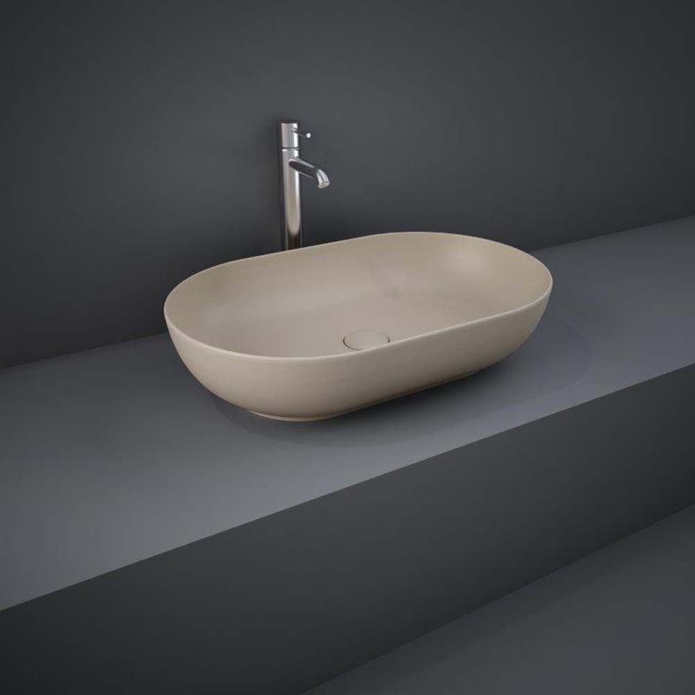Opzetwastafel Ovaal 55cm x 35cm Modern Mat Cappuccino (Geen Kraangaten) | RAK Feeling x Hudson Reed