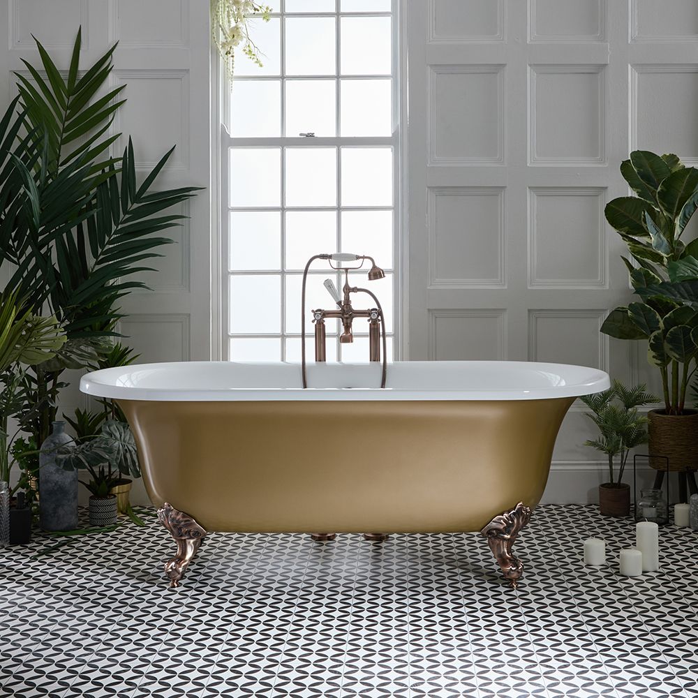 Vrijstaand Bad met Twee Rugleuningen Klassiek 173cm x 78cm | Keuze Metallic Afwerking Bad en Badpoten | Richmond