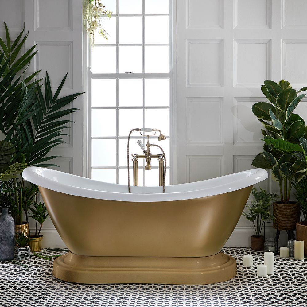Vrijstaand Bad met Twee Rugleuningen Klassiek 175cm x 73cm | Keuze Metallic Afwerking | Ryther