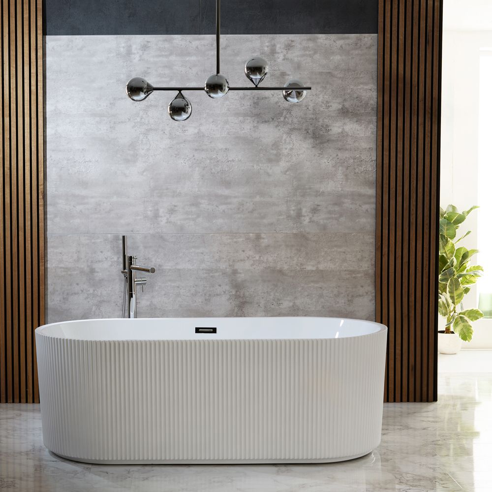 Vrijstaand bad 170cm x 80cm Modern Geribbeld met Twee Rugleuningen | Keuze Afwerking Overloop | Florence