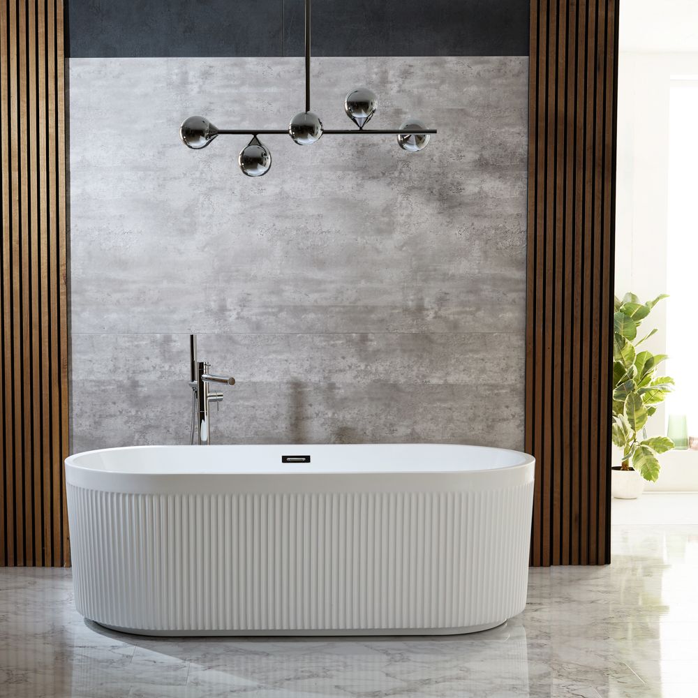 Vrijstaand bad 170cm x 80cm met Twee Rugleuningen Modern Geribbeld | Keuze Afwerking Overloop | Florence
