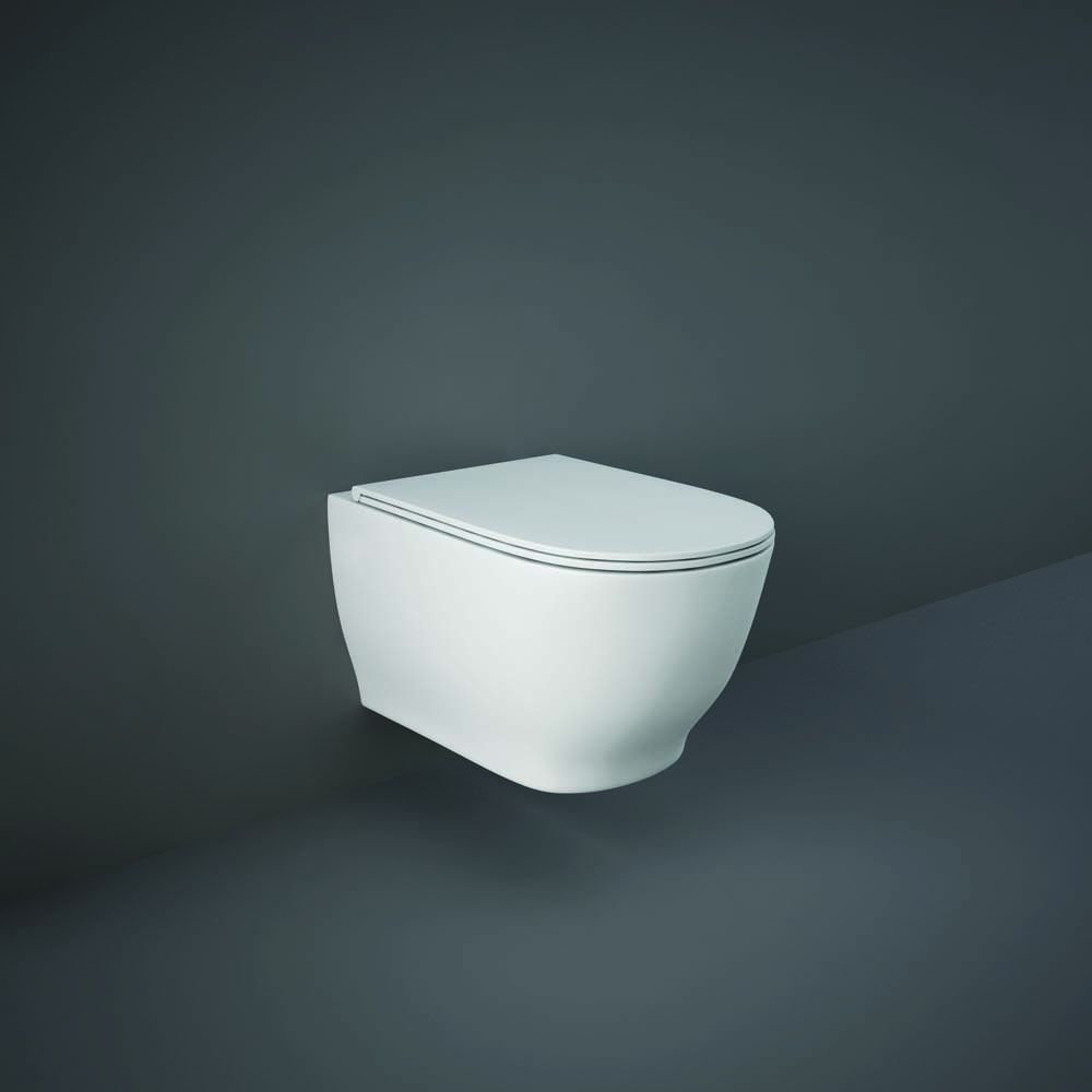 Randloos Toilet Hangend Modern met Softclose Toiletzitting Glanzend Wit | RAK Moon x Hudson Reed