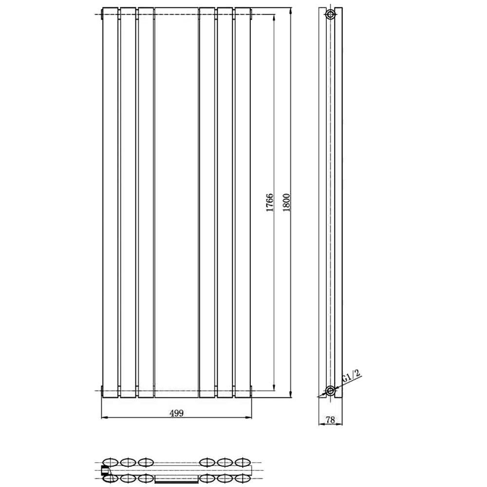 Design Radiator CV Verticaal (Dubbel Paneel) Modern 180cm x 49,9cm ...