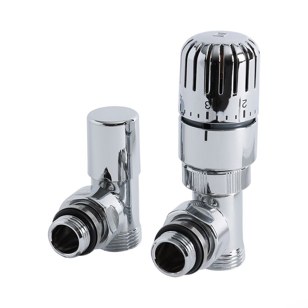 Radiatorkranen Thermostatisch Haaks Chroom met 16mm  Meerlagenbuis Adapters