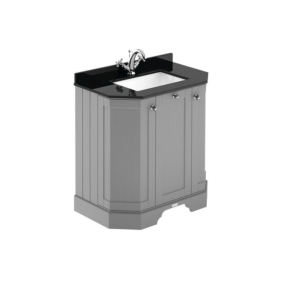 Wastafelmeubel 77cm Klassiek met Zwart Marmeren Blad | Keuze Afwerking Meubel | Keuze Wastafel met 1 of 3 Kraangaten | Old London