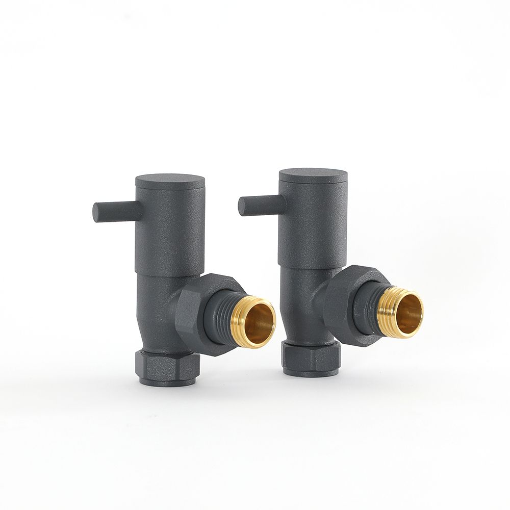 Haakse Radiatorkranen - Handmatig Antraciet Minimalistisch (Set van Twee)