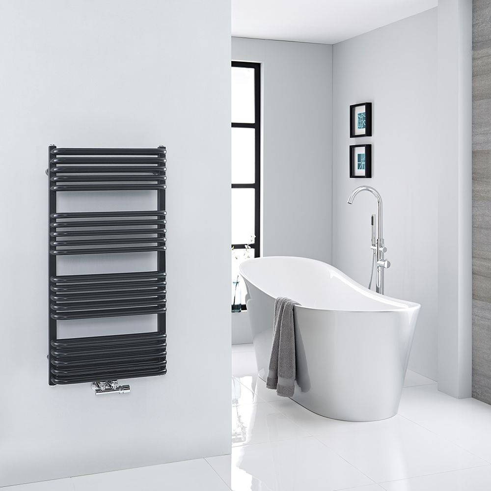 Handdoekradiator met Middenaansluitingen en Gebogen Buizen Zwart | Keuze van Afmeting | Arch