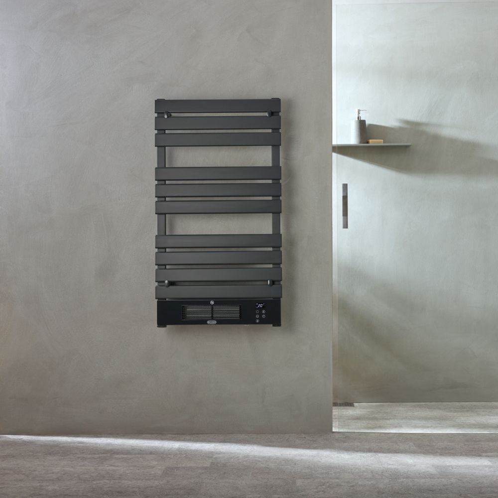 Slimme Elektrische Handdoekradiator met Ventilator - Antraciet | Keuze Afmeting | Vaste Bedrading of met Stekker | Linus - ECOSO van Hudson Reed