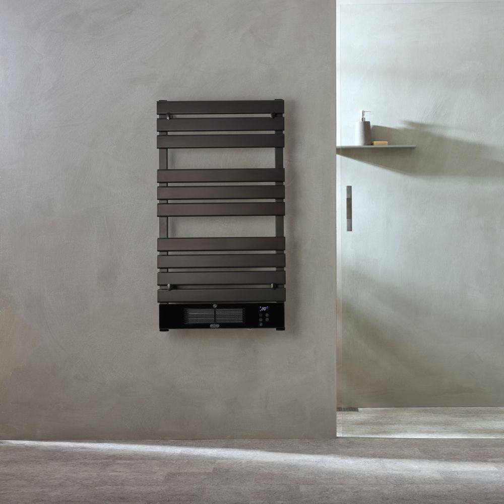 Slimme Elektrische Handdoekradiator met Ventilator - Zwart | Keuze Afmeting | Vaste Bedrading of met Stekker | Linus - ECOSO van Hudson Reed