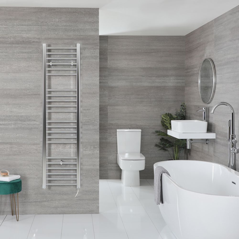 Elektrische Handdoekradiator Incl. Standaard Verwarmingselement Vlak Chroom 60 x 140cm | Kent