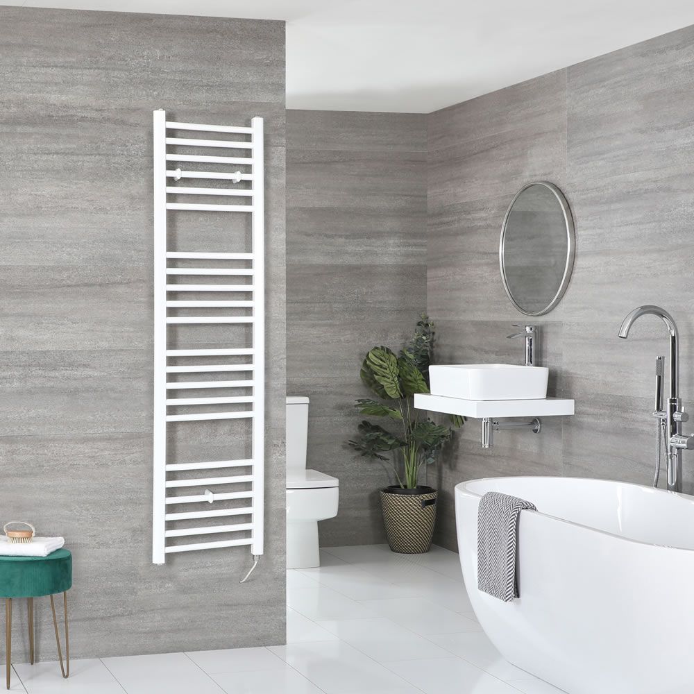 Elektrische Handdoekradiator Incl. Standaard Verwarmingselement Vlak Wit 60 x 140cm | Ive