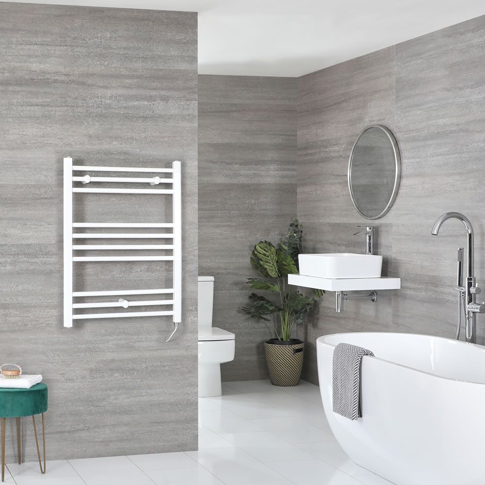 Elektrische Handdoekradiator Incl. Standaard Verwarmingselement Vlak Wit 50 x 80cm | Ive