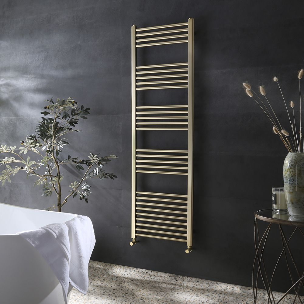 Handdoekradiator 160cm x 50cm Vlak - Satijn Goud | Orelia