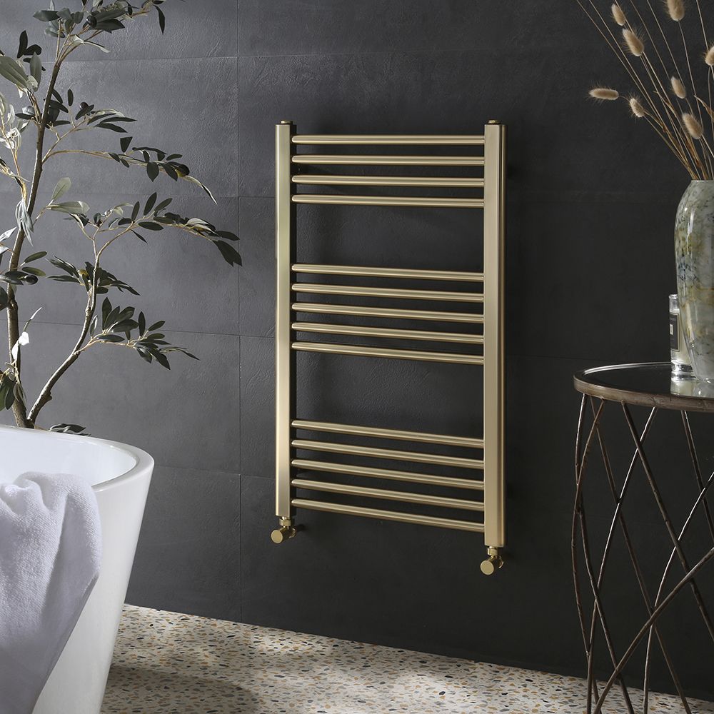 Handdoekradiator 80cm x 50cm Vlak - Satijn Goud | Orelia