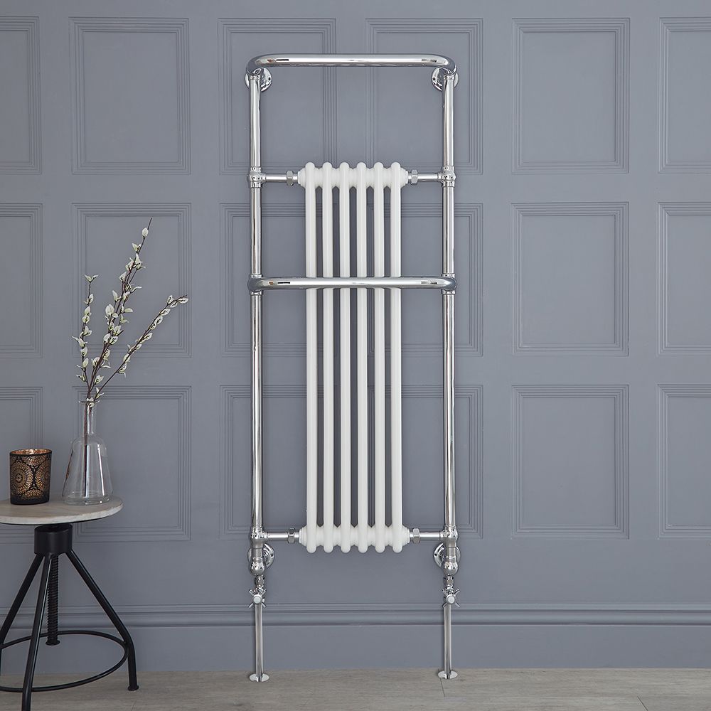 Handdoekradiator CV Klassiek 136,5cm x 57,5cm - Chroom/Wit | Elizabeth