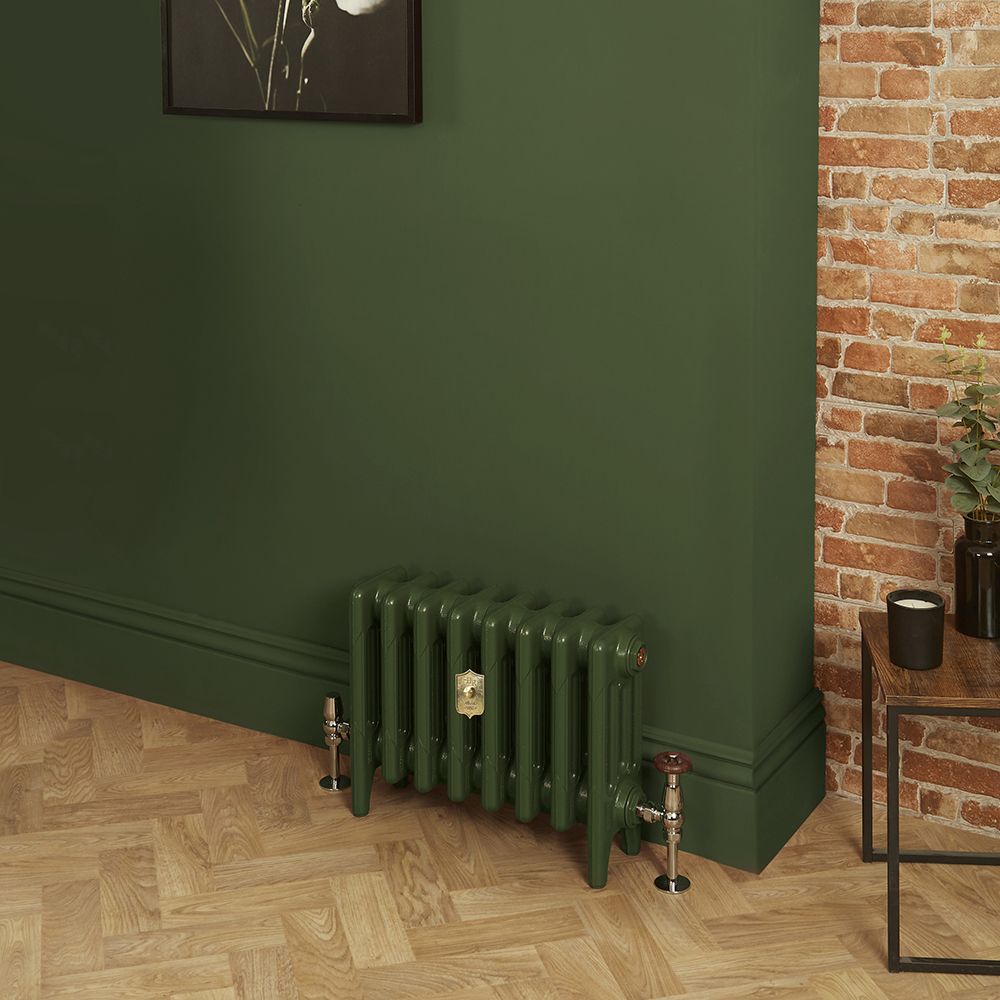 Gietijzeren Radiator met 4 Kolommen - Duck Green W55 van Farrow & Ball | 36cm Hoog  x  Kies de Breedte | Mercury