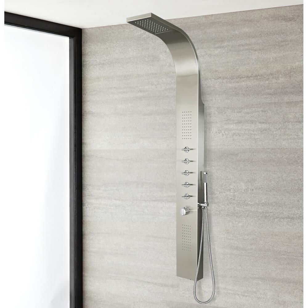 Douchepaneel 5-Weg Thermostatisch met Waterval- en Regenvaleffect Douchekop, Handdouche en 2 x Zijdouches Chroom | Niagara