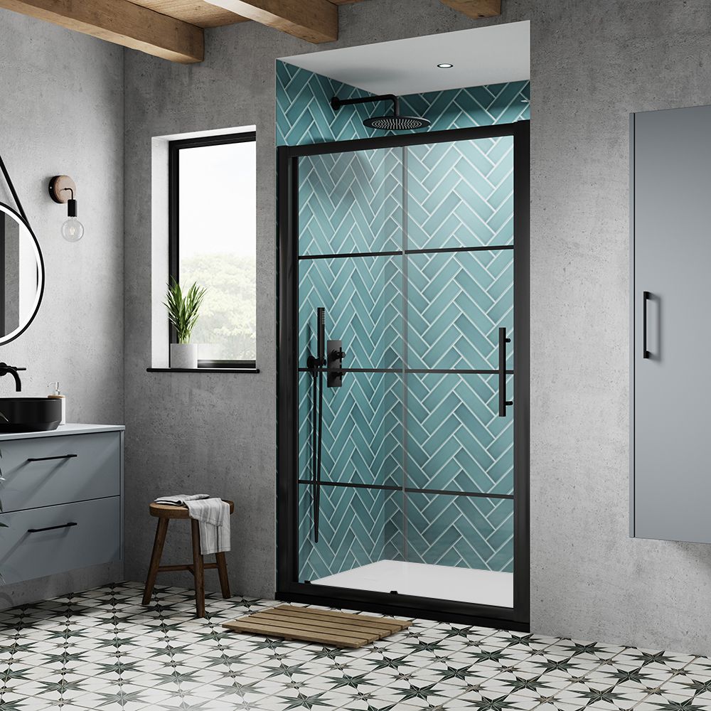 Douche Schuifdeur met Douchebak - Zwart | Keuze Afmeting | Apex