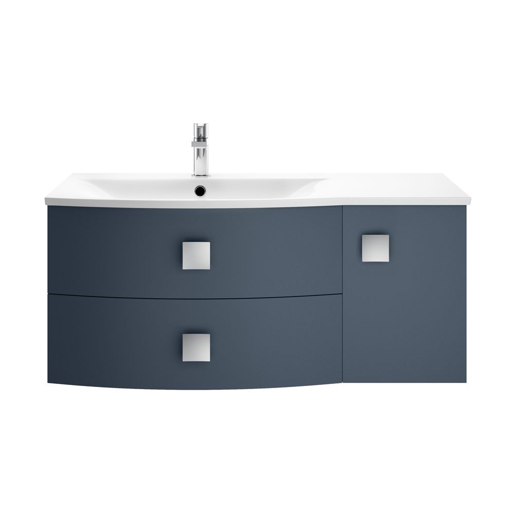 Hangend Wastafelmeubel Gebogen 101cm Incl. Wastafel | Keuze Afwerking | Linker of Rechter Uitvoering | Sarenna