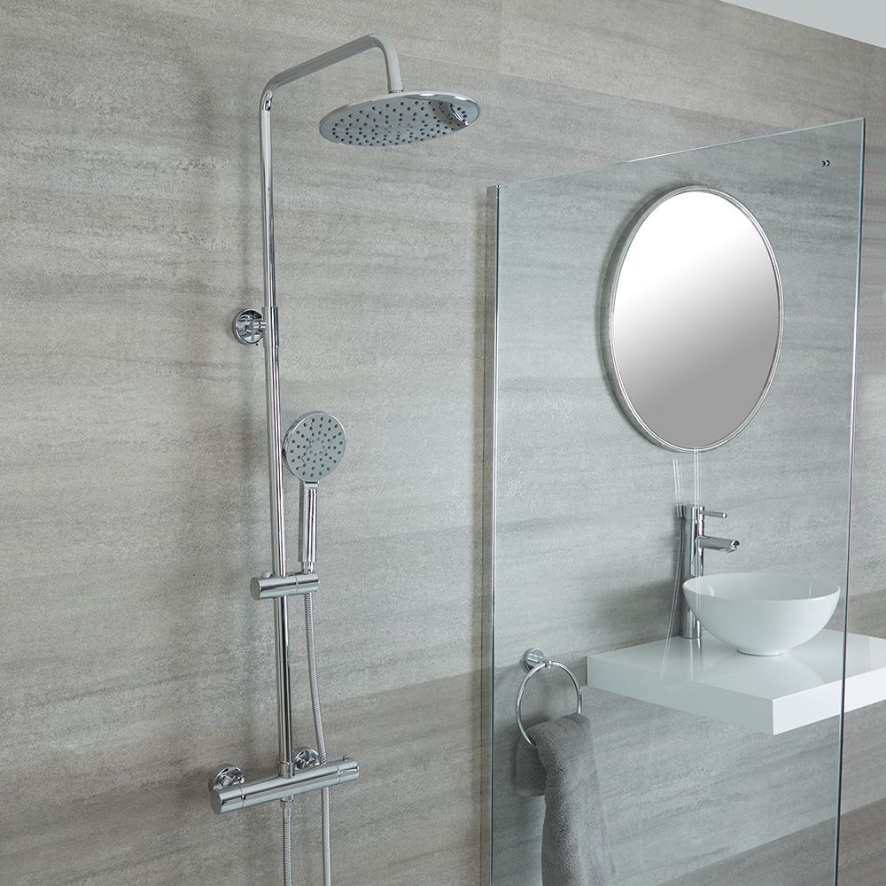 Douchekolom Thermostatisch Modern met Ronde Douchekop en Handdouche - Keuze Afwerking