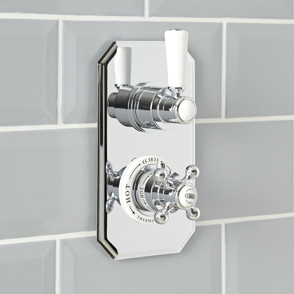 Douchekraan Thermostatisch Inbouw 1-Weg  Klassiek Chroom en Wit | Elizabeth