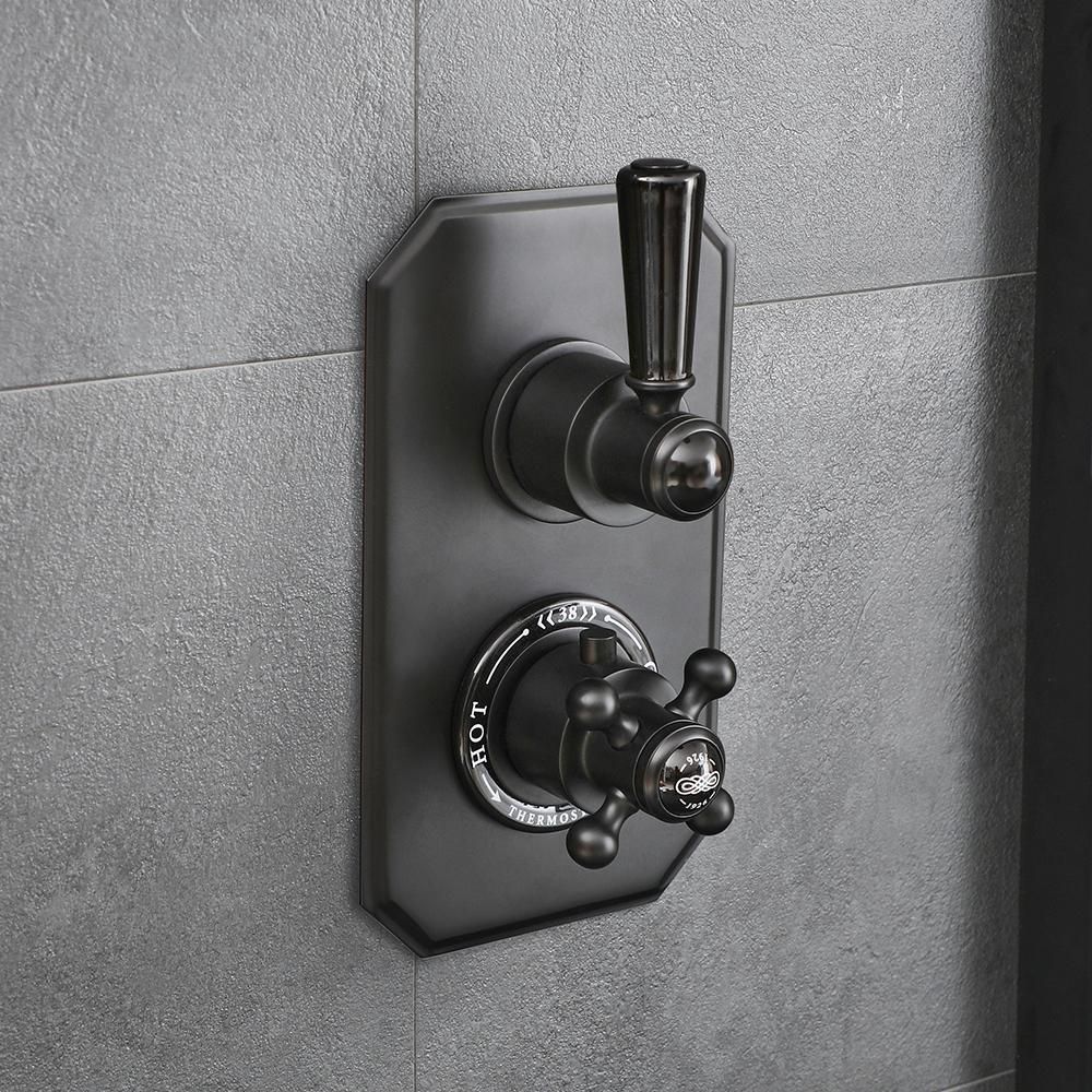 Hudson Reed Elizabeth - Douchekraan Thermostatisch Inbouw 2-Weg Klassiek met Omstel - Zwart