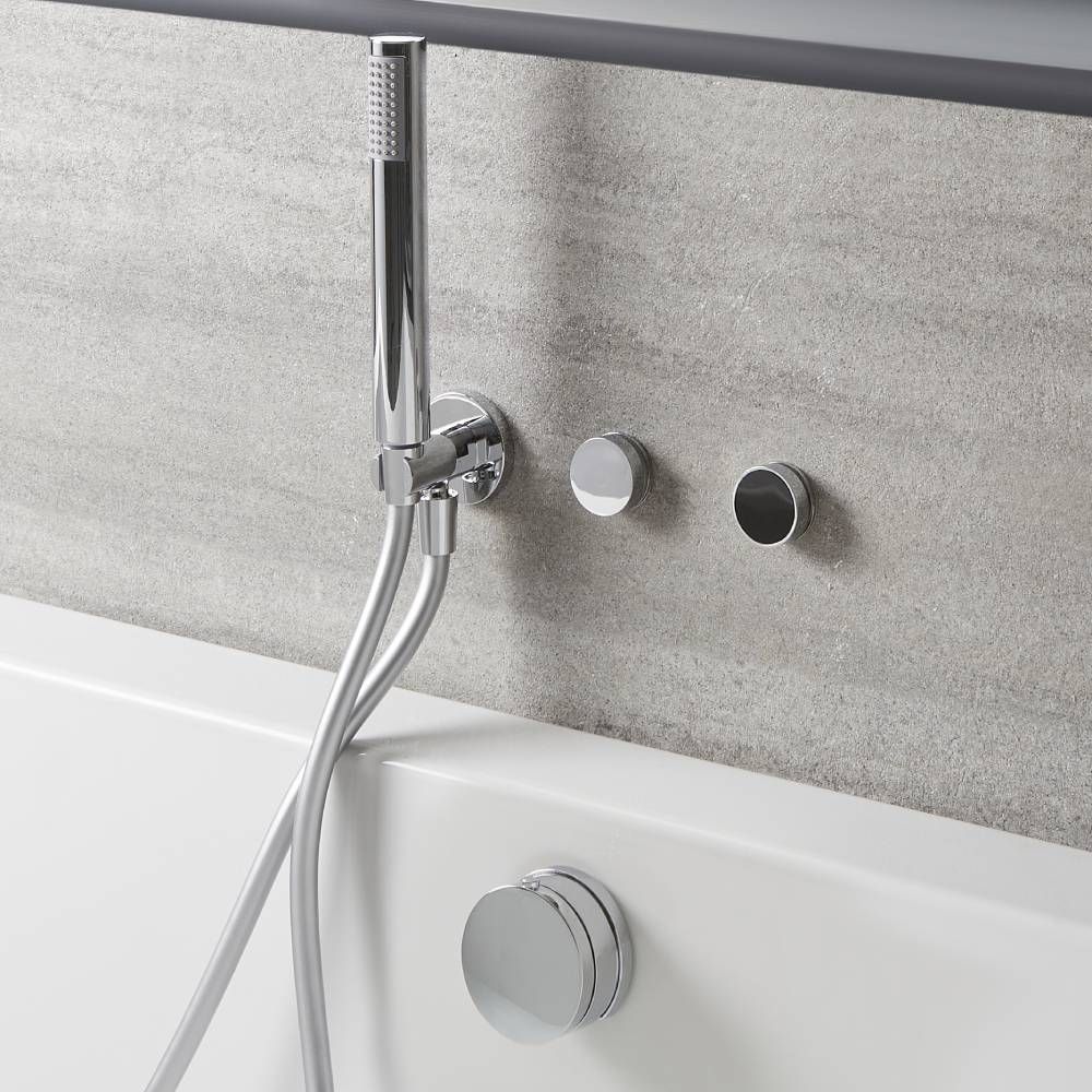 Douchekraan Digitaal 2-Weg Thermostatisch met Handdouche, Overloop-Badvuller en Pop-up Afvoerplug - Chroom | Narus